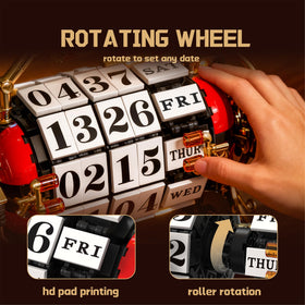Chanbrick Retro Calendar Building Set metal frame close-up, premium coating adds luxe touches to shelves