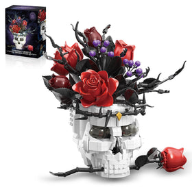 chanbrick skull roses bouquet centerpiece display for shelves and mantels