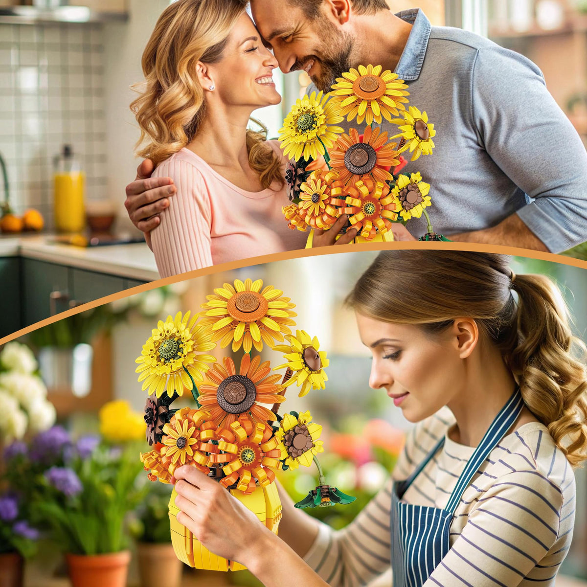 Chanbrick Sunflower Building Set: durable ABS bricks ensure sturdy display.