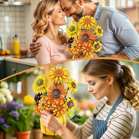 Chanbrick Sunflower Building Set: durable ABS bricks ensure sturdy display.