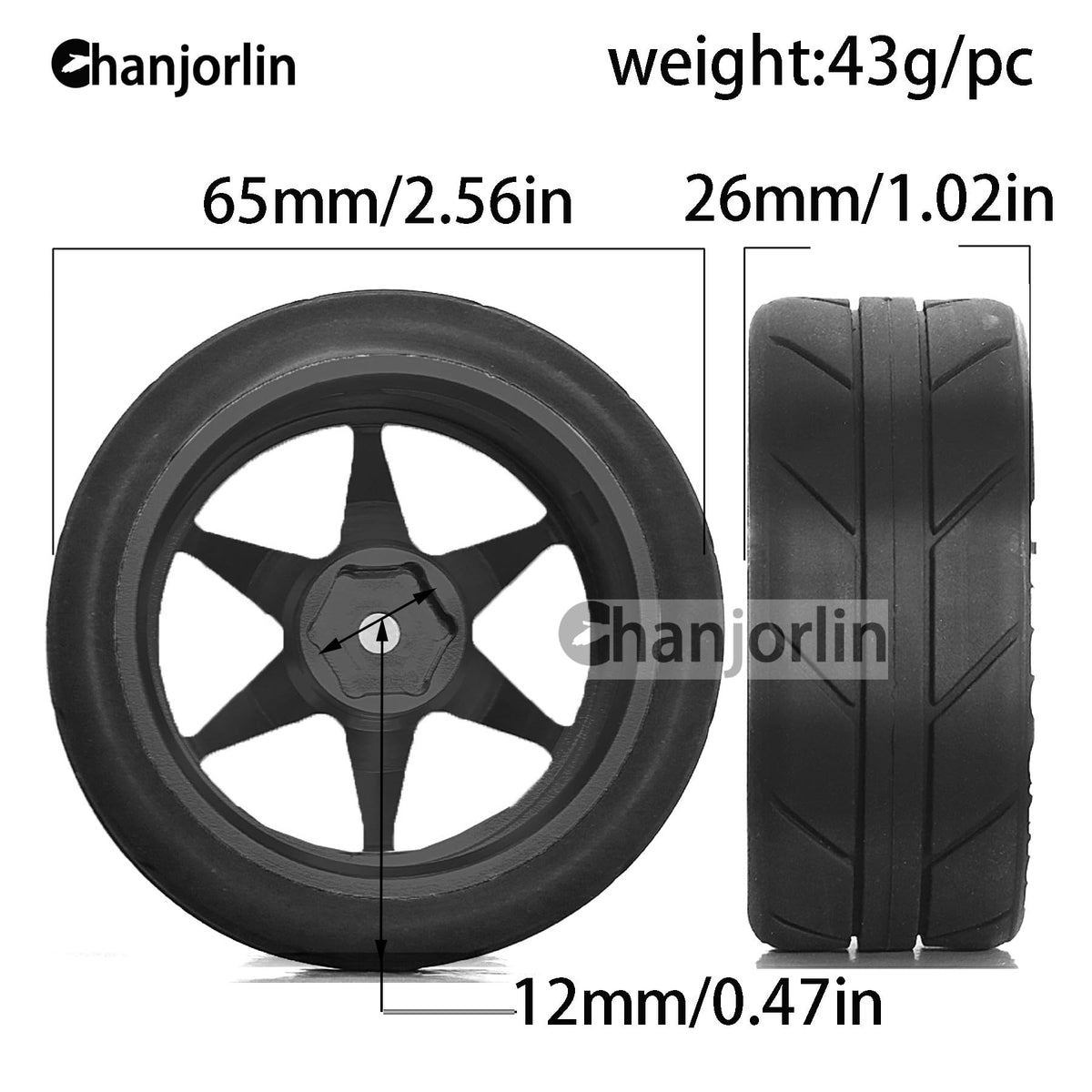 Chanjorlin 52mm inner-diameter tires fit 1/10 scale rigs precisely