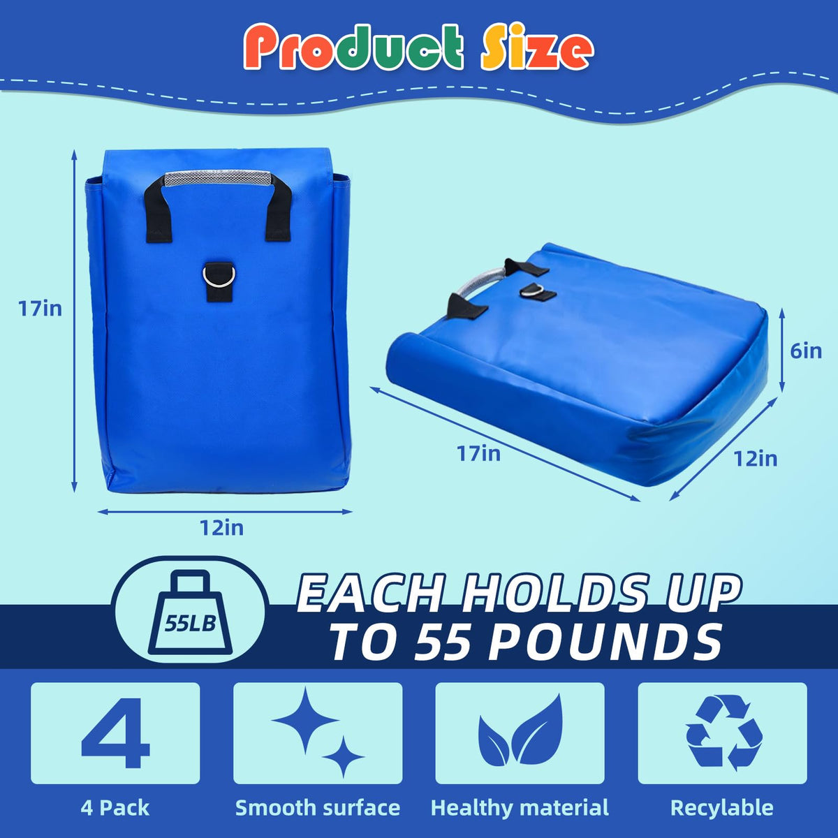 Chankee tear-resistant 18oz vinyl sandbags withstand outdoor use.
