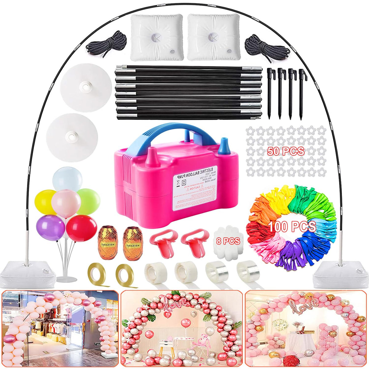Chaohua balloon arch stand assembly demonstrates stable setup for stylish party entrances.
