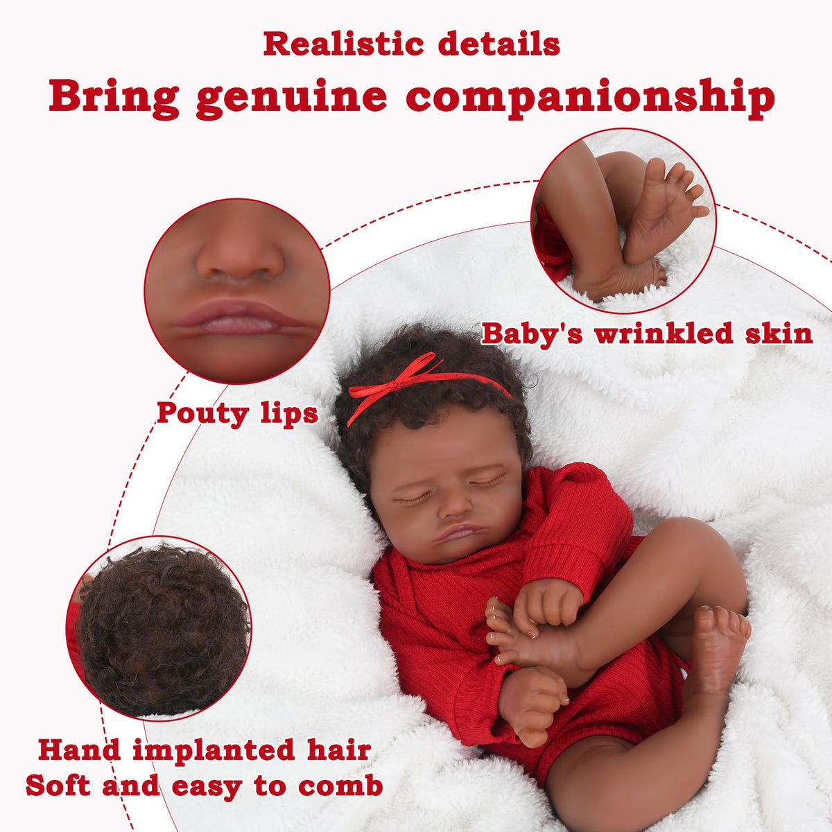 CHAREX Handcrafted eyebrows and lips for lifelike facial features.