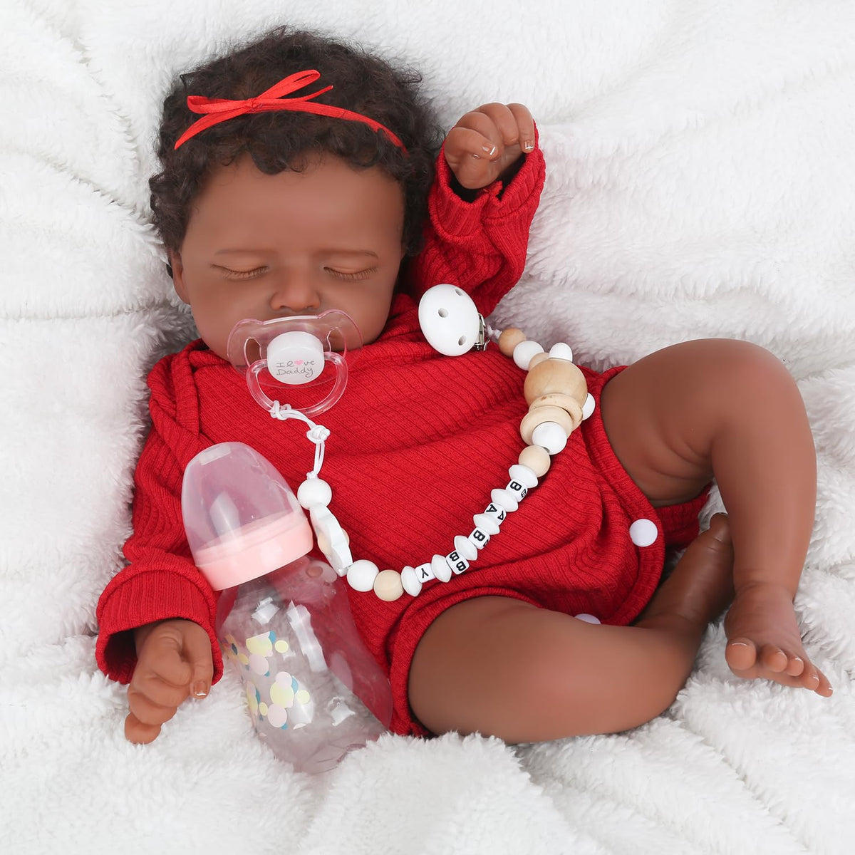 CHAREX Realistic 18in reborn doll sleeping African American for imaginative play and companionship.