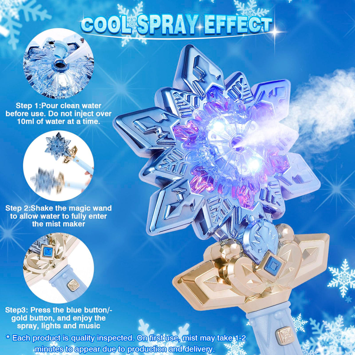 CharmRegion Snowflake Wand dual sound modes offer music and effects for storytelling.