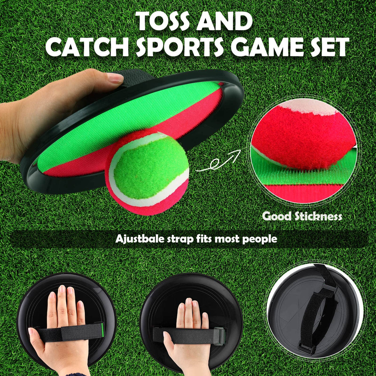 Charniol pink-green-black paddles closeup shows lightweight, easy-to-catch design.