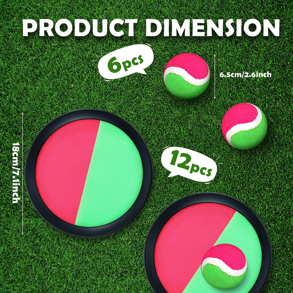Charniol six balls included for versatile beach and backyard tossing games.