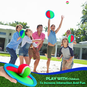 Charniol contents image showing 12 paddles and 6 balls for shared play