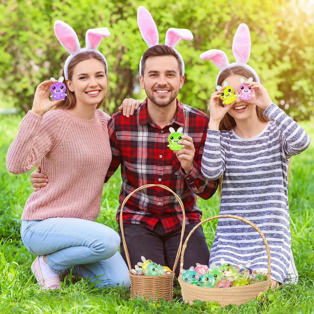 Charnoel 24-pack Easter Bunny stress balls for party favors and gifts