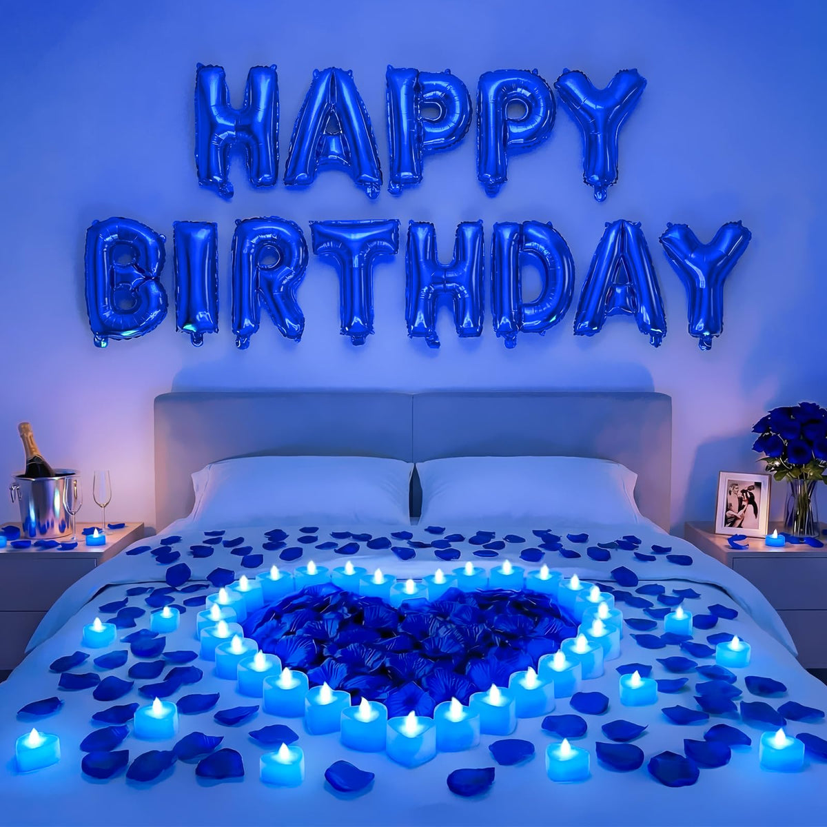 Charnoel blue happy birthday banner backdrop for a bright celebration