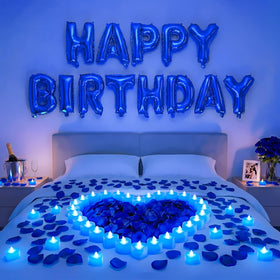 Charnoel blue happy birthday banner backdrop for a bright celebration