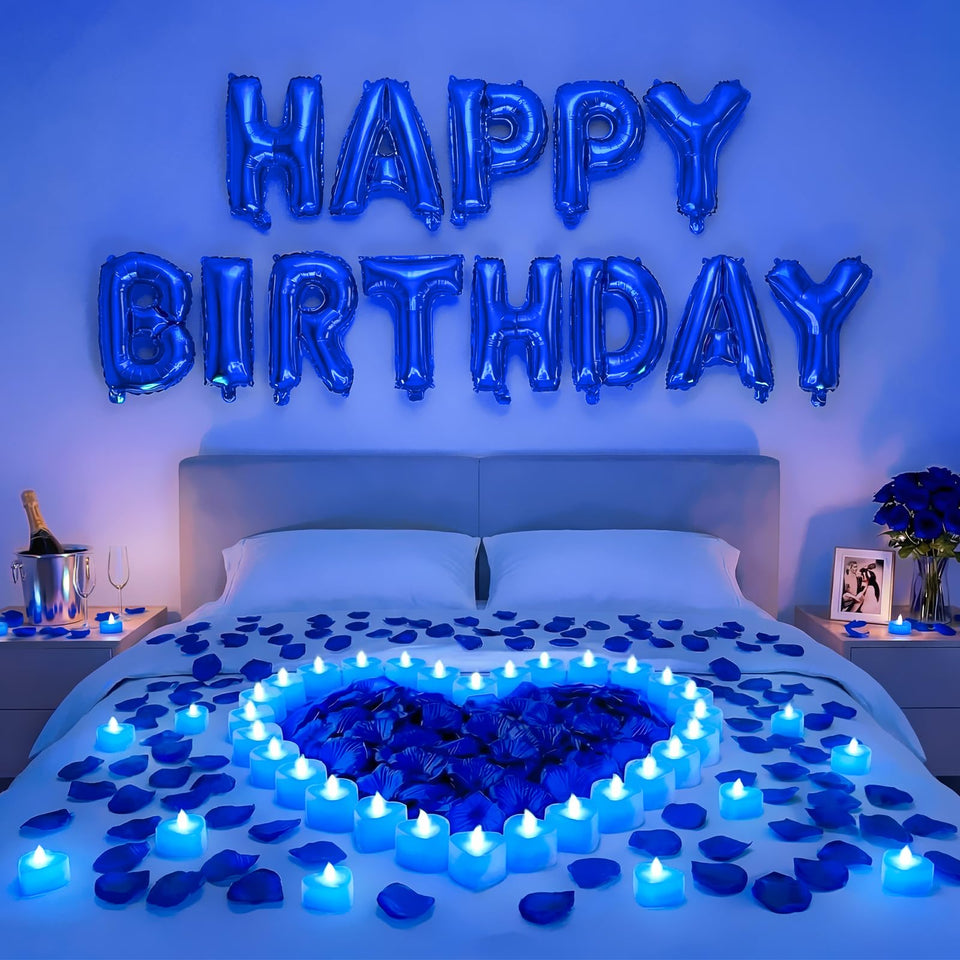 Charnoel blue happy birthday banner backdrop for a bright celebration