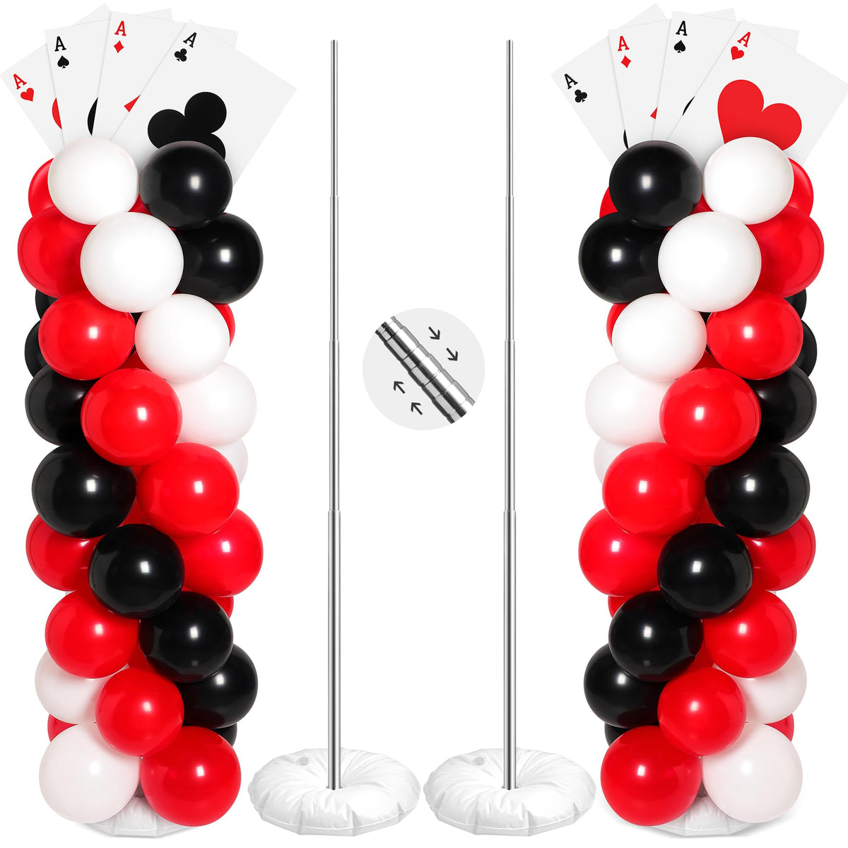 Charnoel casino balloon column forms a striking entry display for Las Vegas nights.