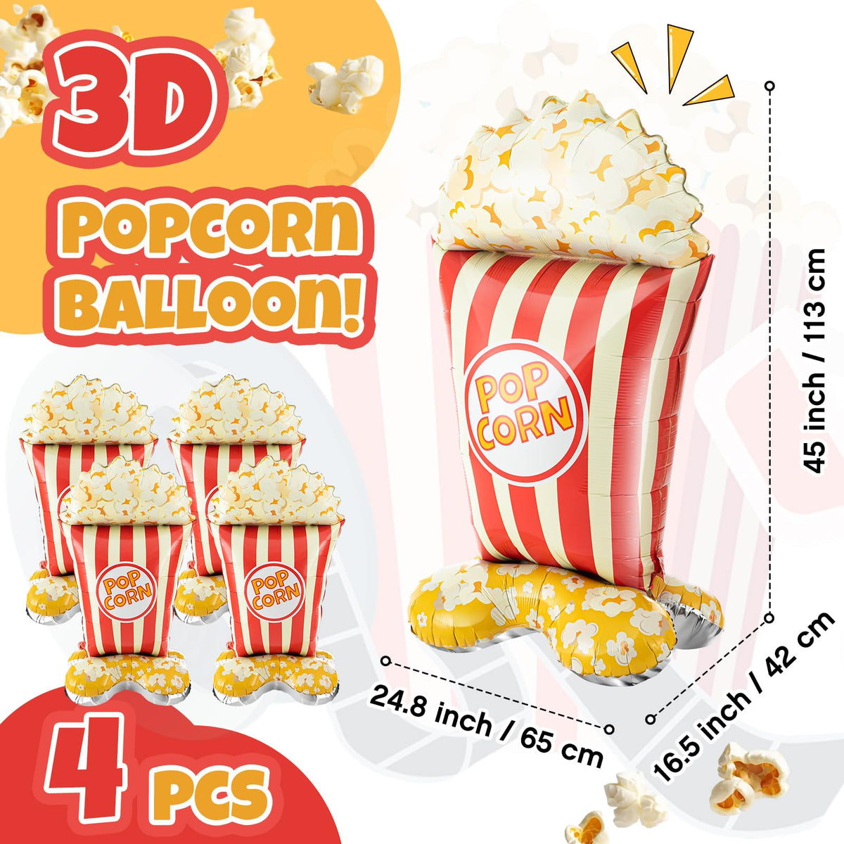 Charnoel 45in popcorn balloon angled shot for festive party decor