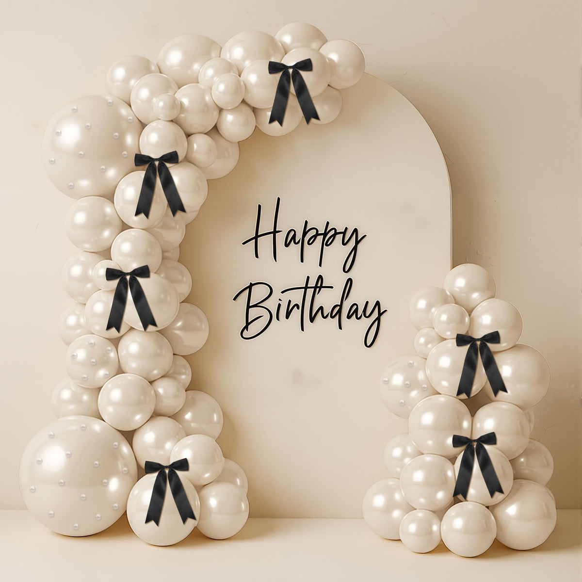 Charnoel Pearl White Sand Balloon Arch Kit setup for wedding backdrop