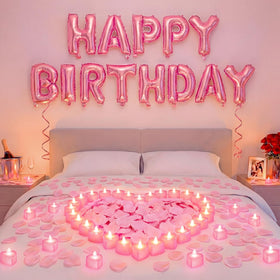 Charnoel pink happy birthday banner letters for a festive celebration.