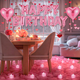 Charnoel pink LED lights create ambient party glow.
