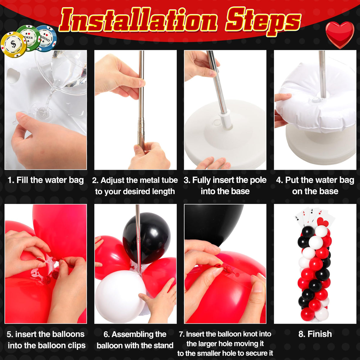 Charnoel stainless-steel telescopic pole provides sturdy, adjustable height support.