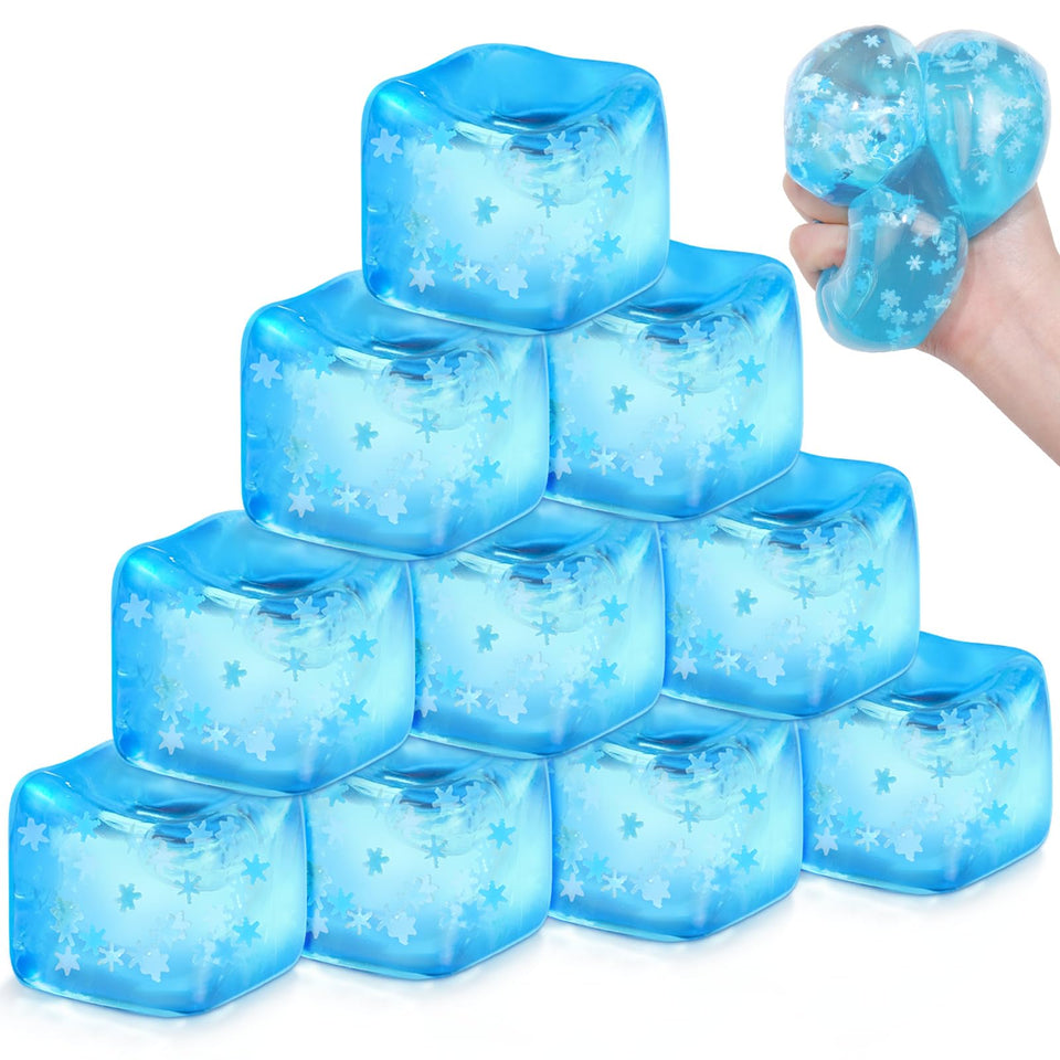 Charnoel blue stress ice cube showing drifting snowflakes for calm focus