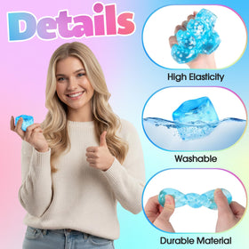 Charnoel hand squeezing a blue ice cube for tactile focus
