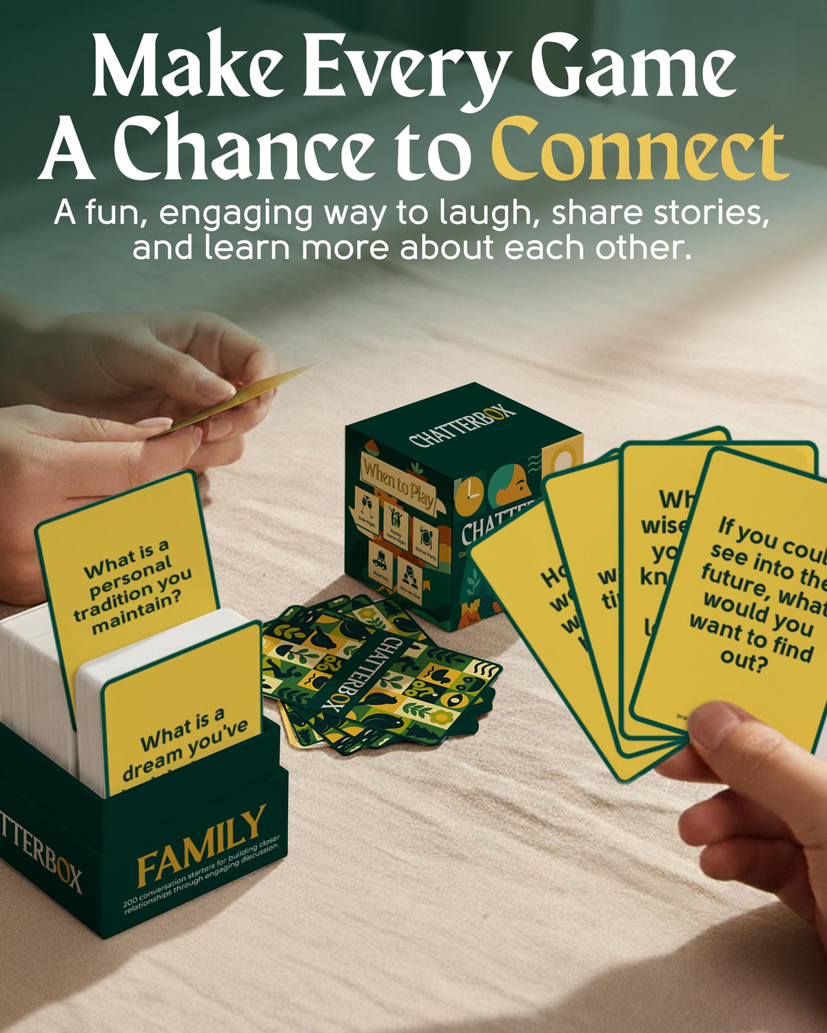 Chatterbox cards on dinner table spark engaging family conversation