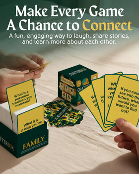 Chatterbox cards on dinner table spark engaging family conversation