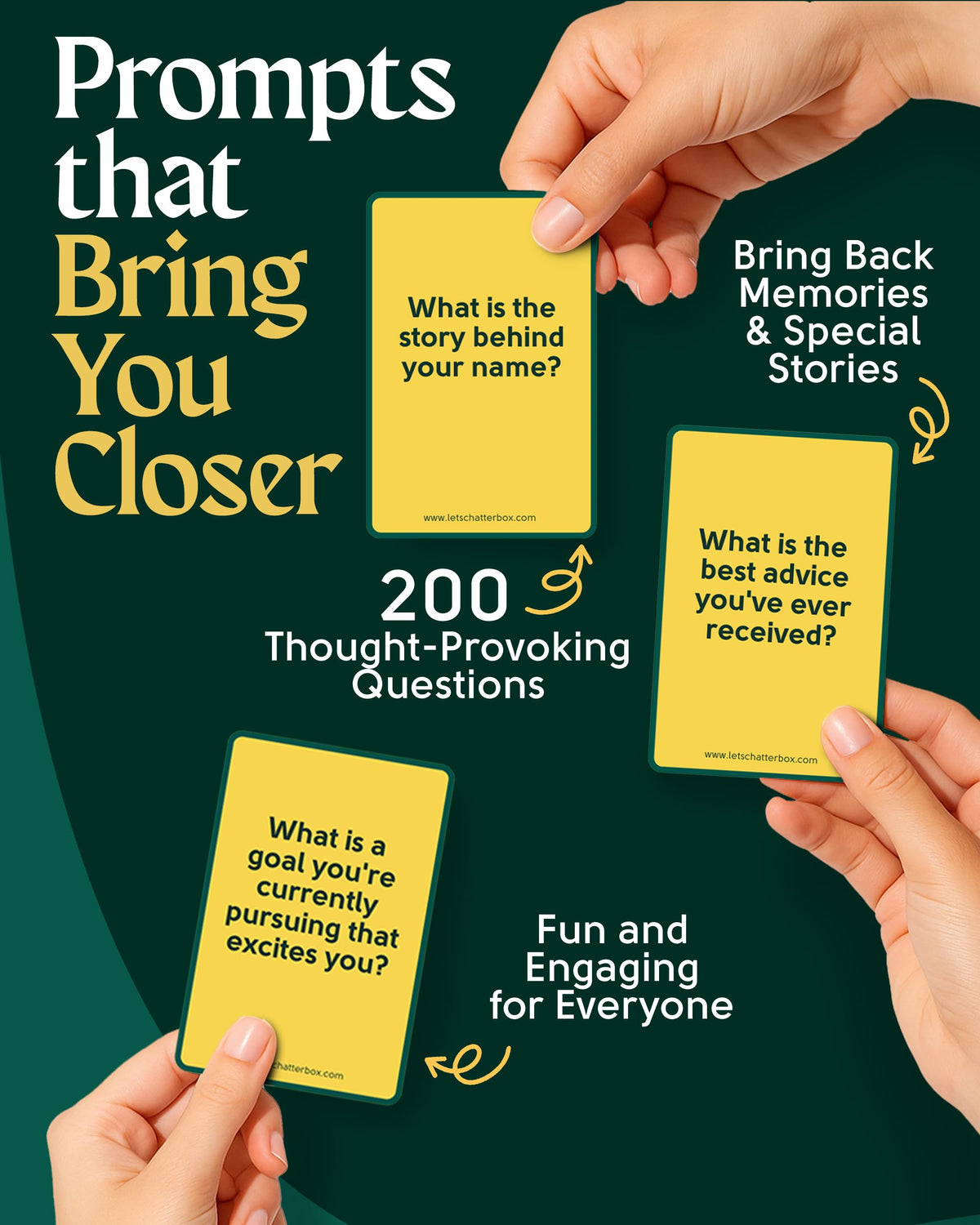 Kids and parents smiling with Chatterbox Conversation Cards during play