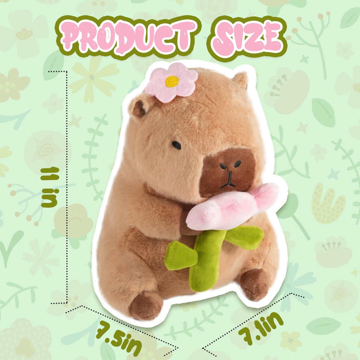 CHDBLOCK Flower Capybara Plush head flower, cozy desk décor and bedtime cuddle