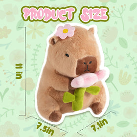 CHDBLOCK Flower Capybara Plush head flower, cozy desk décor and bedtime cuddle
