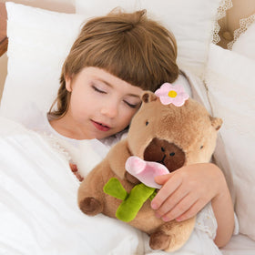 CHDBLOCK Flower Capybara Plush full body ready for cuddles and play