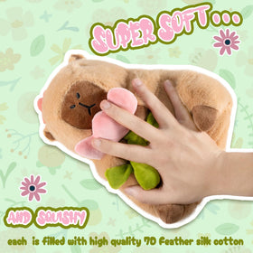 CHDBLOCK Flower Capybara Plush soft fur texture for comforting snuggles