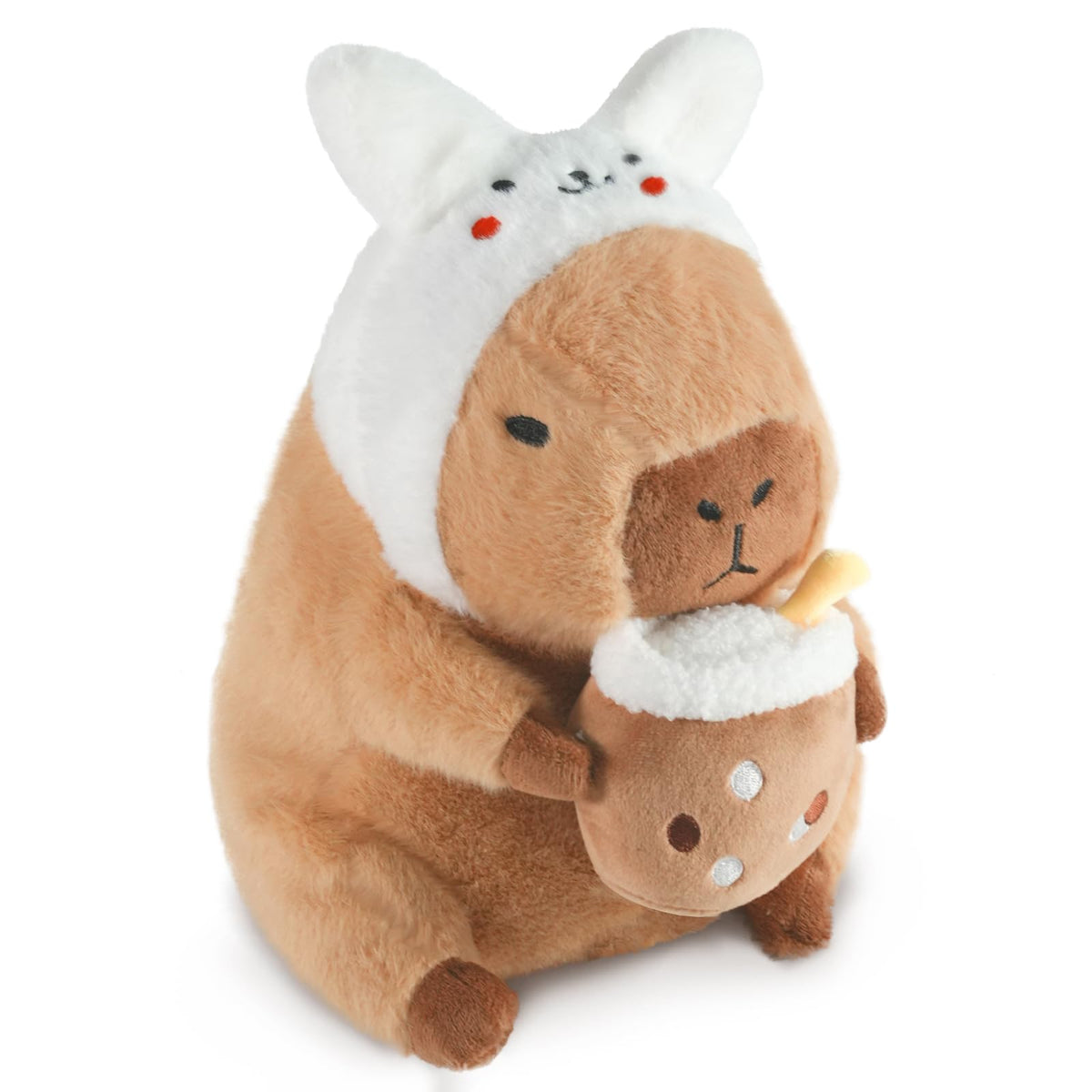 CHDBLOCK rabbit capybara plush front view, soft and cuddly for kids.