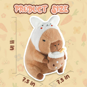 CHDBLOCK capybara plush with rabbit head hood, perfect for cozy roleplay.