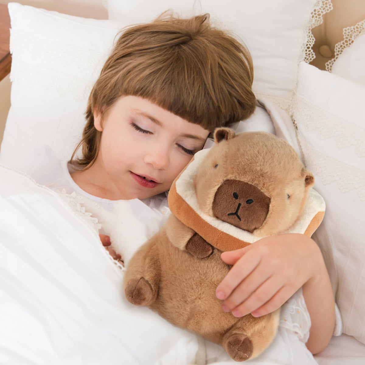 CHDBLOCK Capybara Plush nap time setup demonstrating versatile use