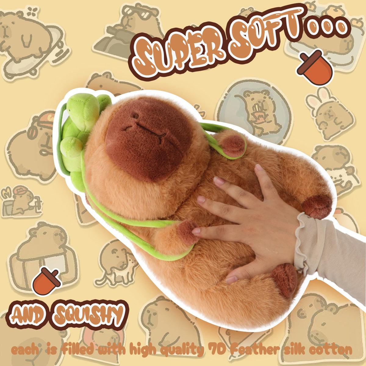 CHDBLOCK capybara plush made with skin-friendly PP cotton for soft hugs.