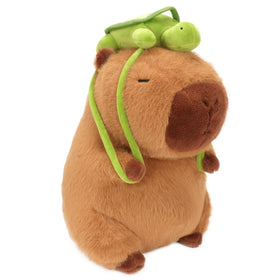 CHDBLOCK capybara plush with turtle backpack, cozy bedtime companion.