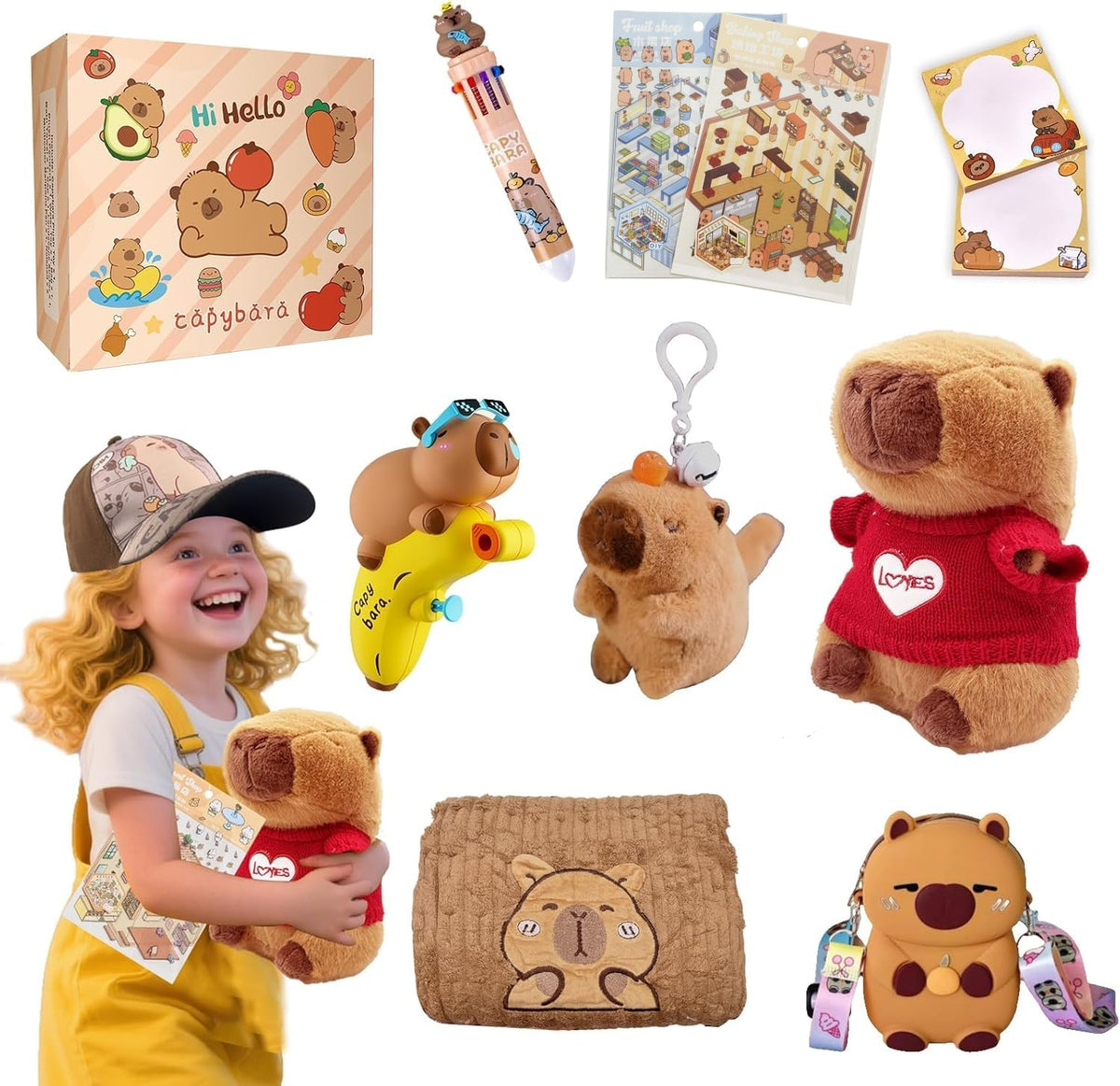 CHDGIOHA capybara plush toy with red sweater for cozy playtime.