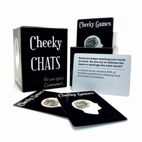 Cheeky Chats cards fanned out inviting lively discussion and laughter.