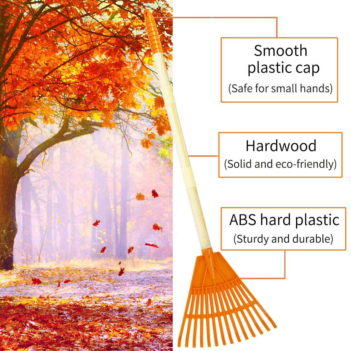 CheerBank adjustable-length wooden-handle rake suitable for growing kids' gardening tasks