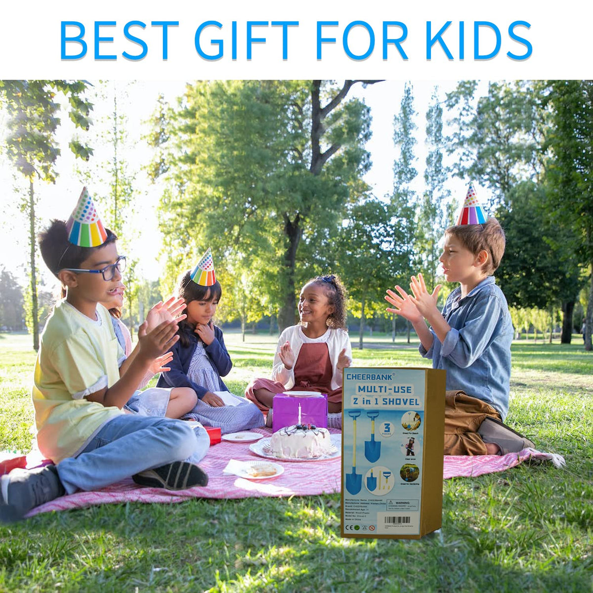 CHEERBANK outdoor play shovels supporting sand, snow, and garden tasks.