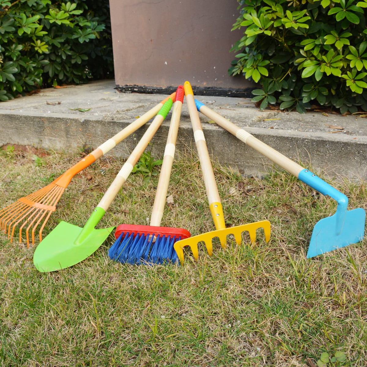 CHEERBANK Kids Garden Tools in action during outdoor garden play