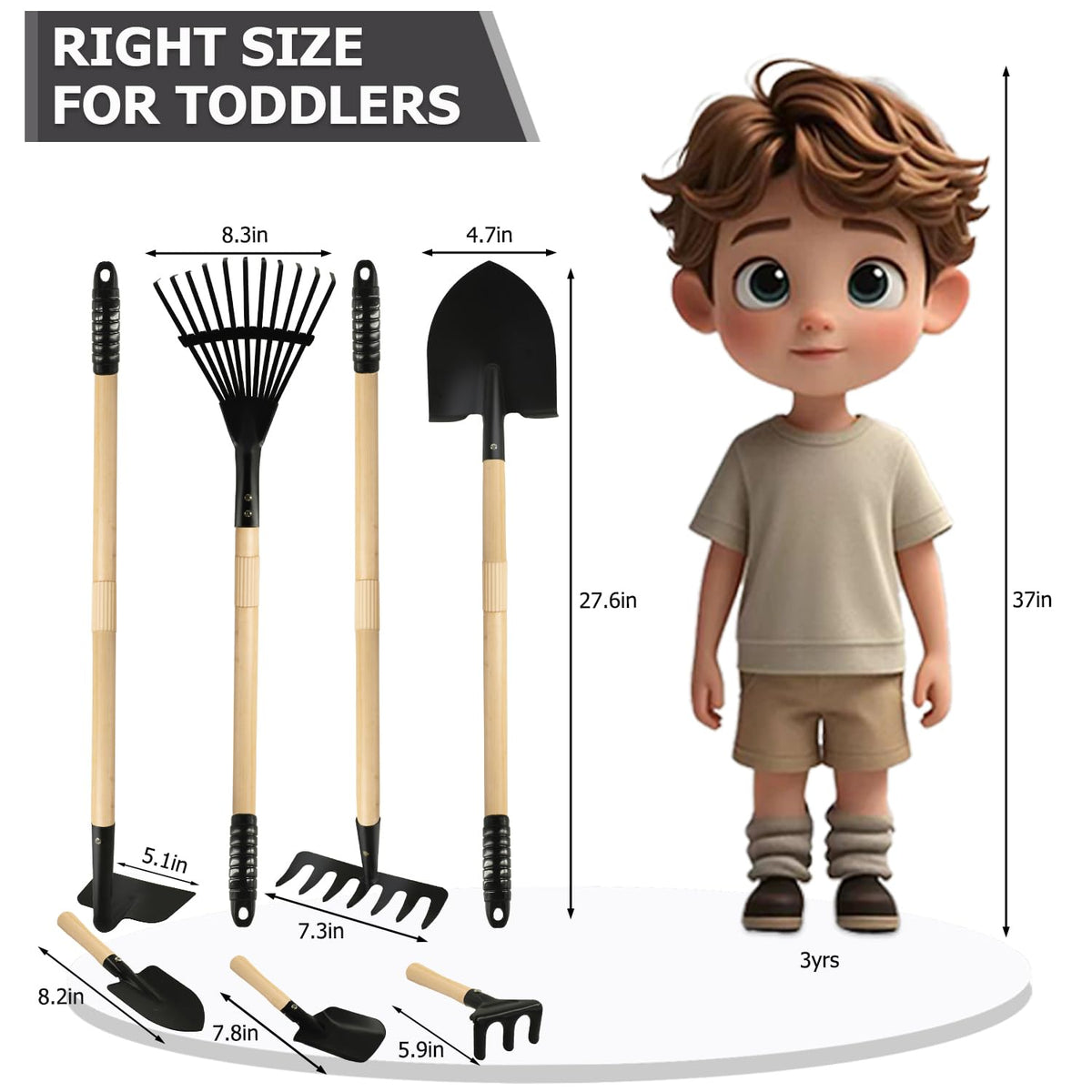 CHEERBANK long hoe for kids supports bed prep and cultivation