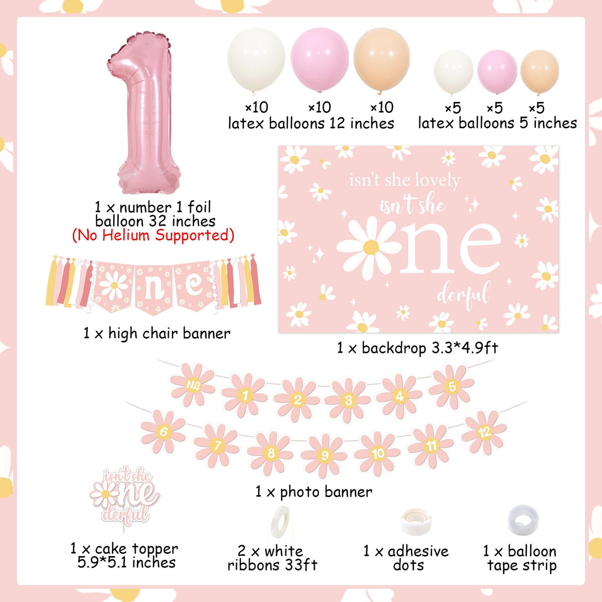 Cheereveal balloon tape strip with adhesive dots keeps garland pieces in place.