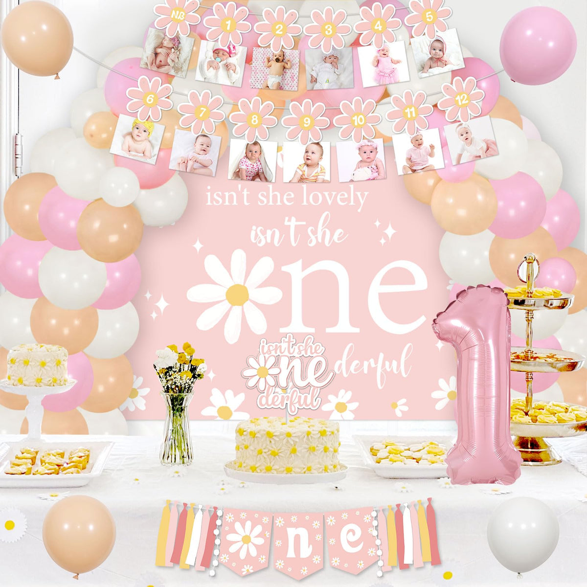 Cheereveal daisy balloon garland arch kit creates a festive focal point for celebrations.