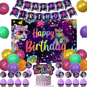 Cheereveal rainbow cheetah backdrop for vibrant party photos and lasting memories