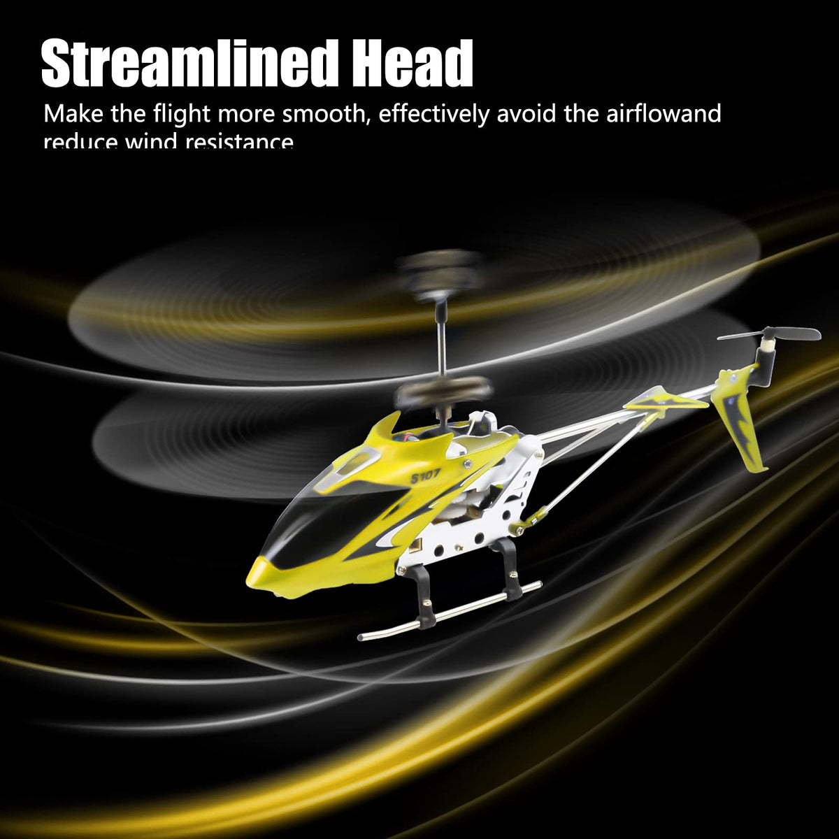 Cheerwing S107 Phantom yellow remote control image emphasizes easy multi-direction control.