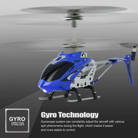Cheerwing S107 blue gyro upgrade close-up highlights smoother control.