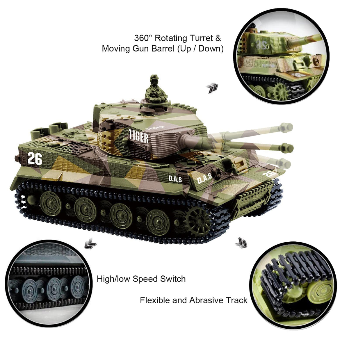 Cheerwing Tiger I Panzer tank palm-sized form for easy handling
