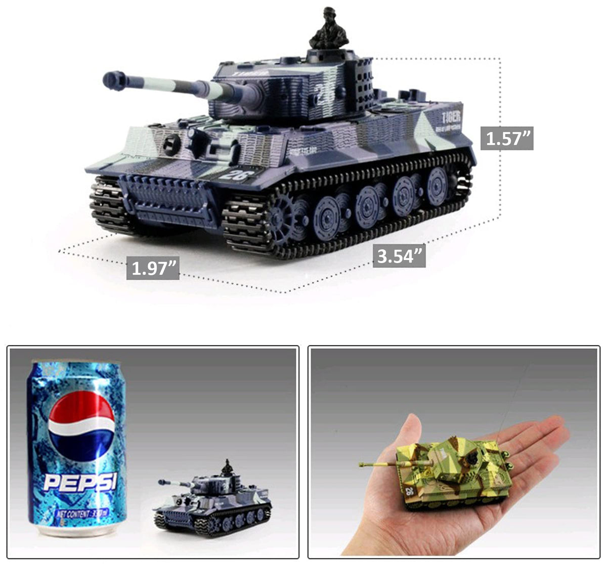 Cheerwing Tiger I Panzer tank recoil action adds excitement